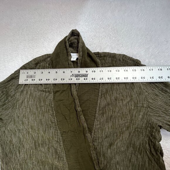 Pure Jill Womens Olive Green Open Front Striped Cardigan Jacket Medium Cotton - Picture 6 of 8